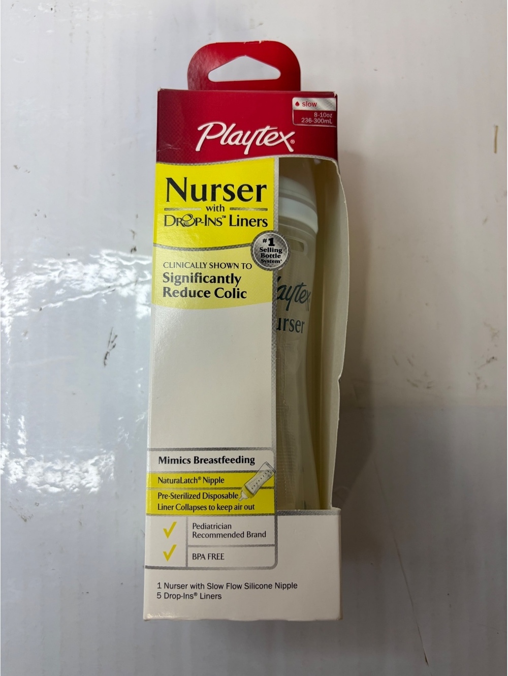 Playtex Nurser with Drop-Ins Liners Slow Flow Silicone Nipple Bottle